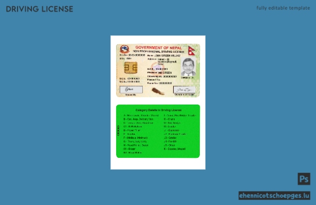 Beispielvorschau für den intelligenten Führerschein in Nepal